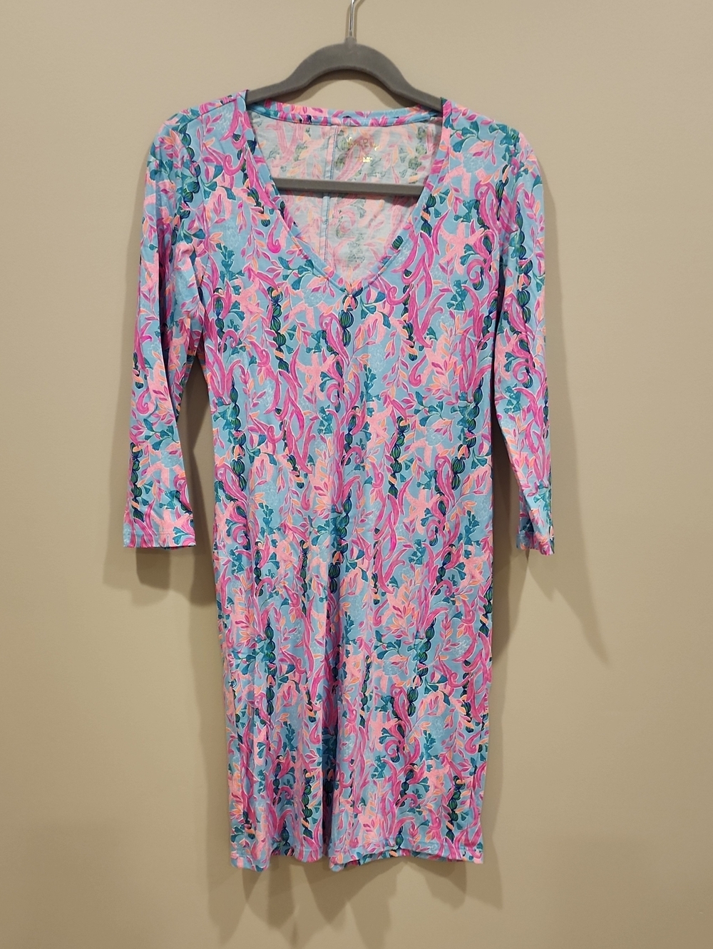 Lilly Pulitzer Pastel Floral Dress in Pink & Aqua, Size Small